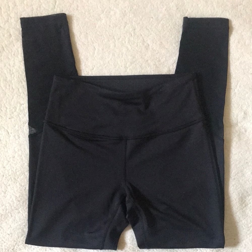 Zella | Black Long Mesh Paneling Athletic Leggings Size Small